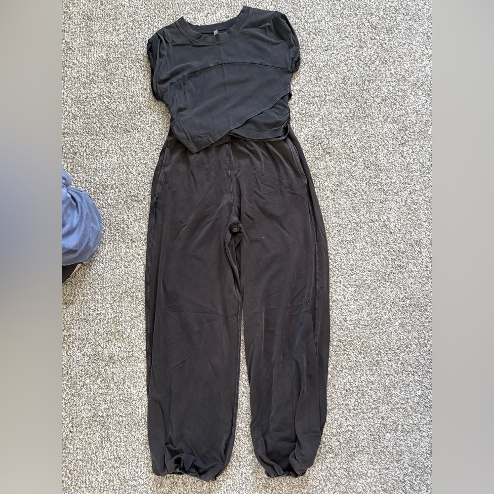 FP Movement by Free People Washed Black Wide Leg Joggers - Picture 3 of 7